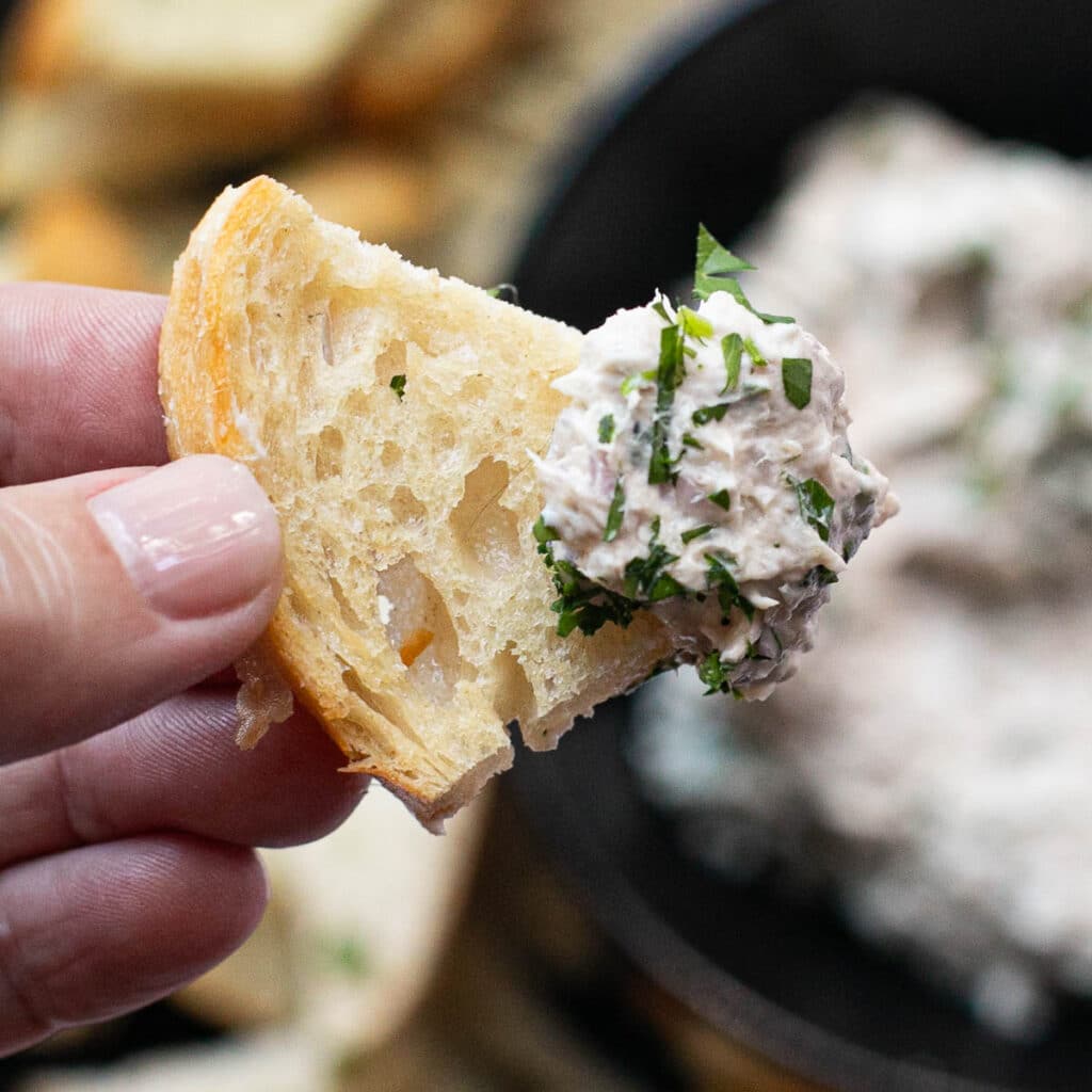 sardine dip on a toast point