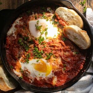 sardine eggs in a cast iron pan