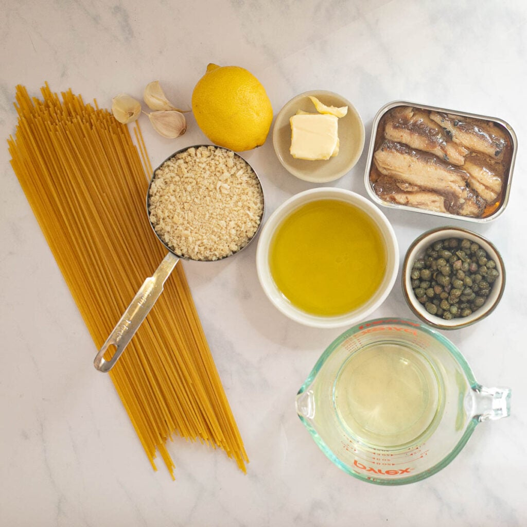 ingredients for sardine pasta recipe