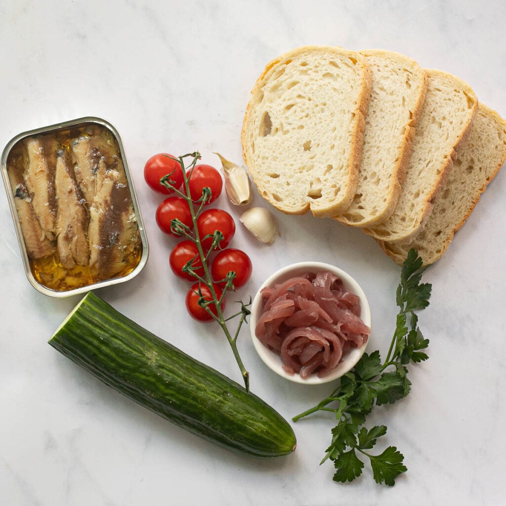 ingredients for sardine toast recipe