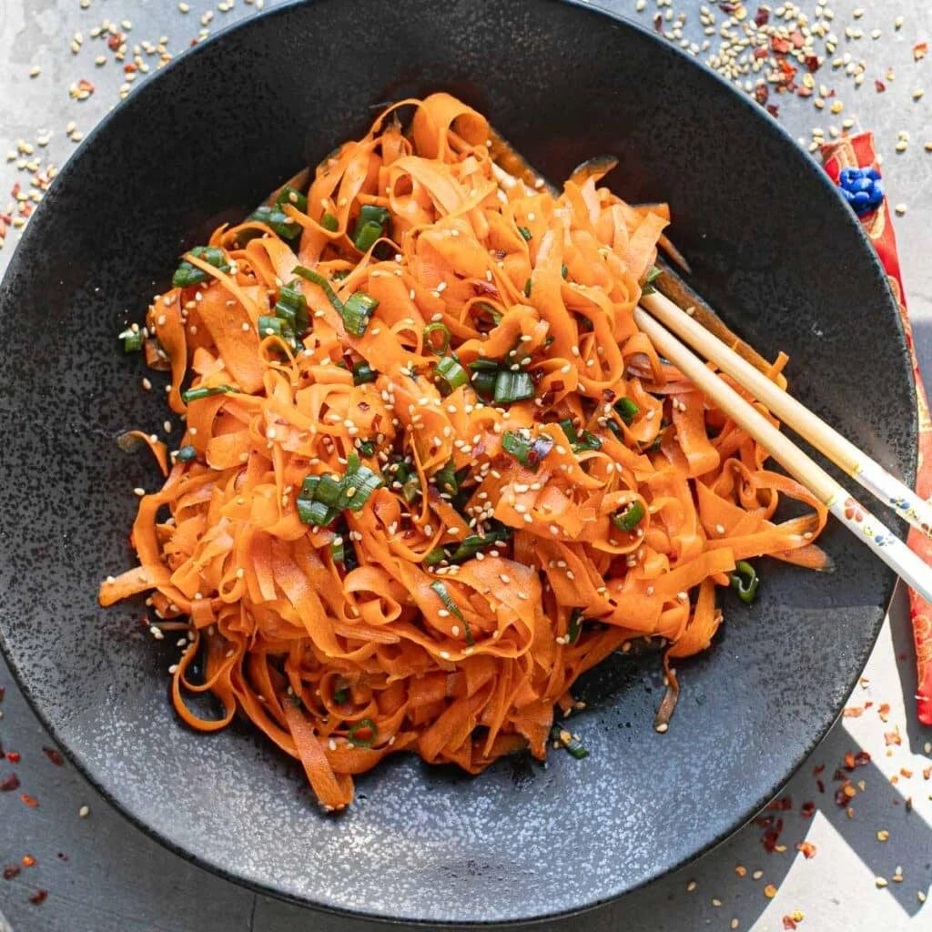 Shaved Carrot Salad with Asian Dressing