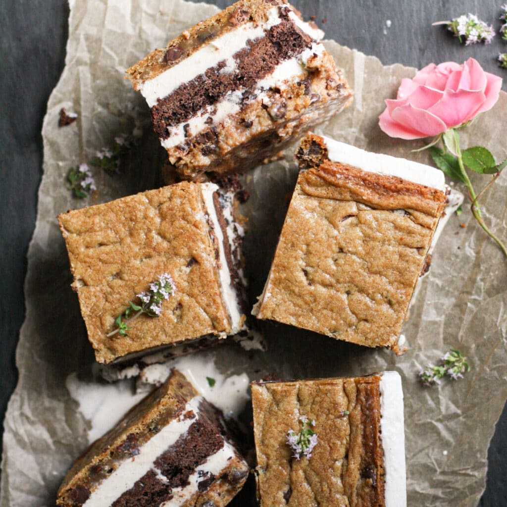 Brookie Ice Cream Sandwiches