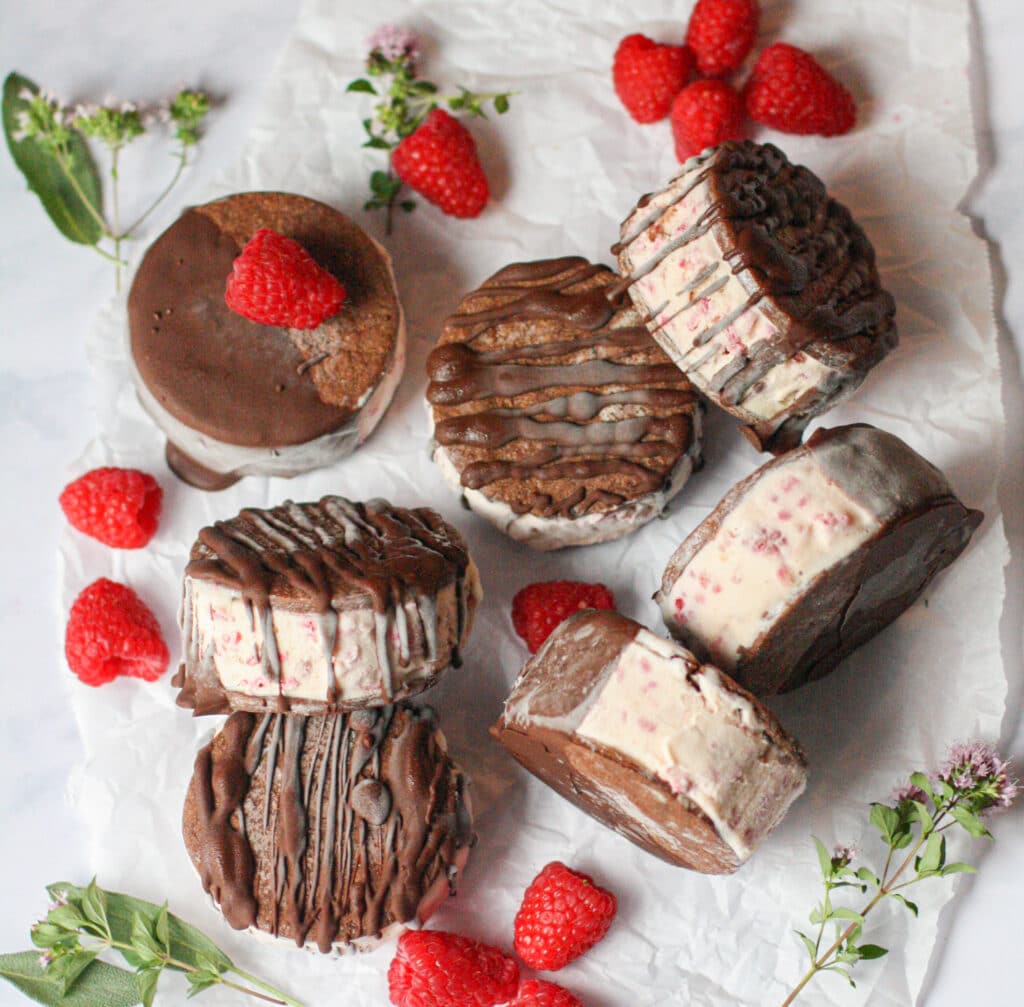 Chocolate Raspberry Ice Cream Sandwiches
