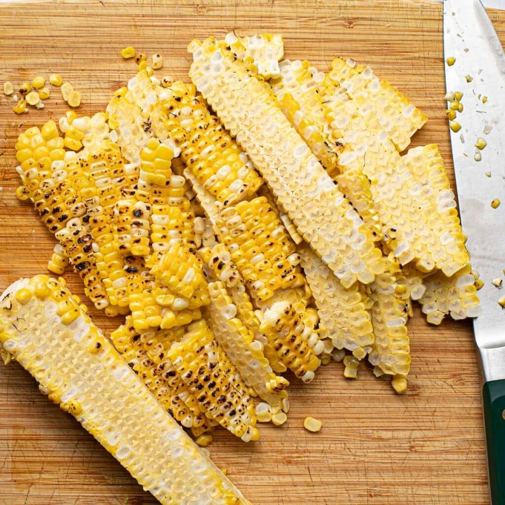 charred corn shaved off the cobs