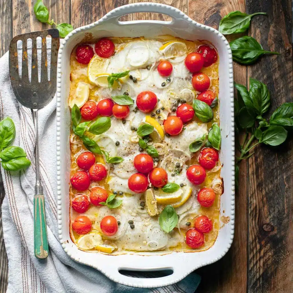 Baked Flounder with Lemon and Tomatoes