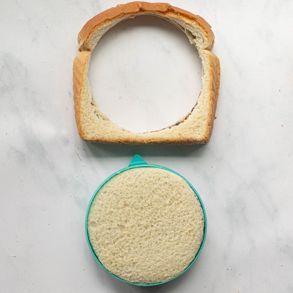 sandwich cut by a round sandwich cutter