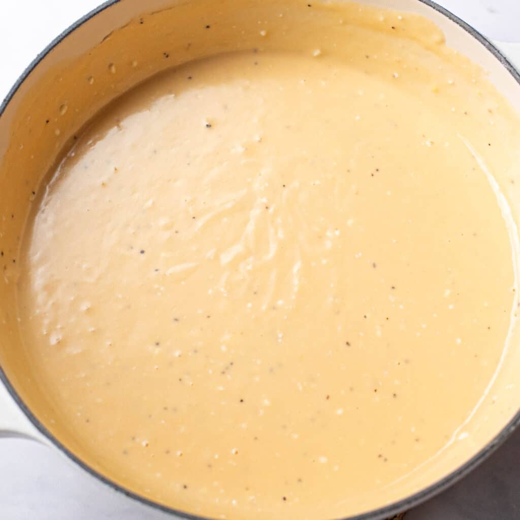 cheese sauce in a saucepan