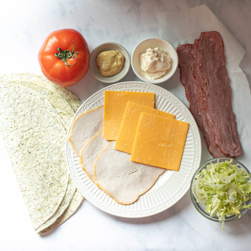 ingredients for BLT turkey wrap