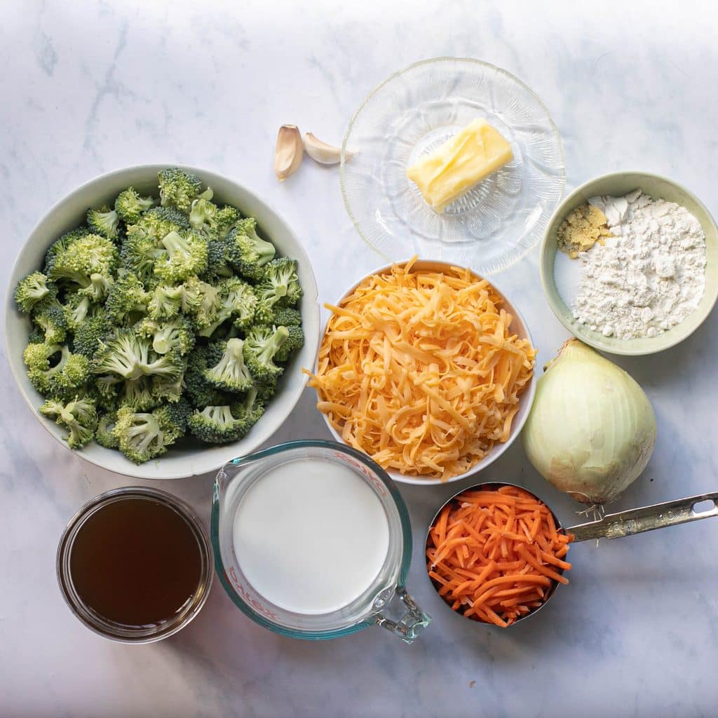 ingredients for broccoli cheddar soup recipe