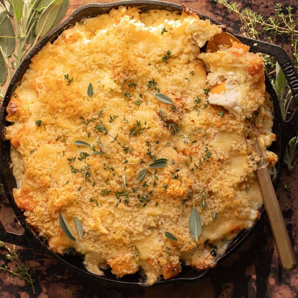 Cheesy Chicken Butternut Squash Casserole