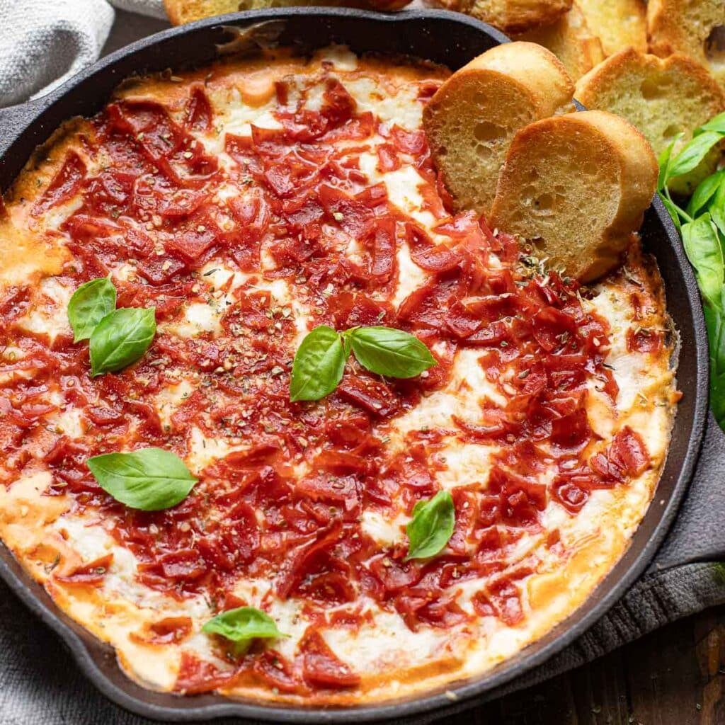 Cheesy Pizza Dip with Pepperoni