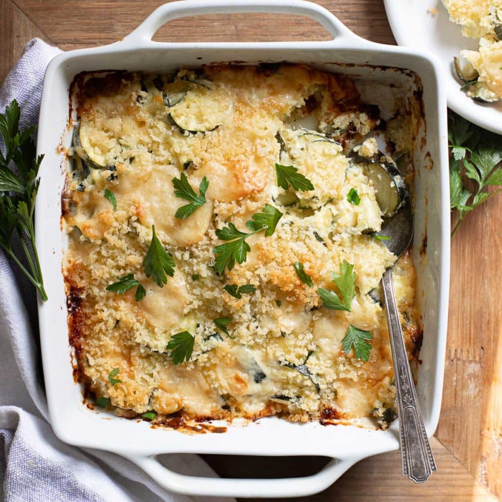 Cheesy Zucchini Casserole with Sour Cream