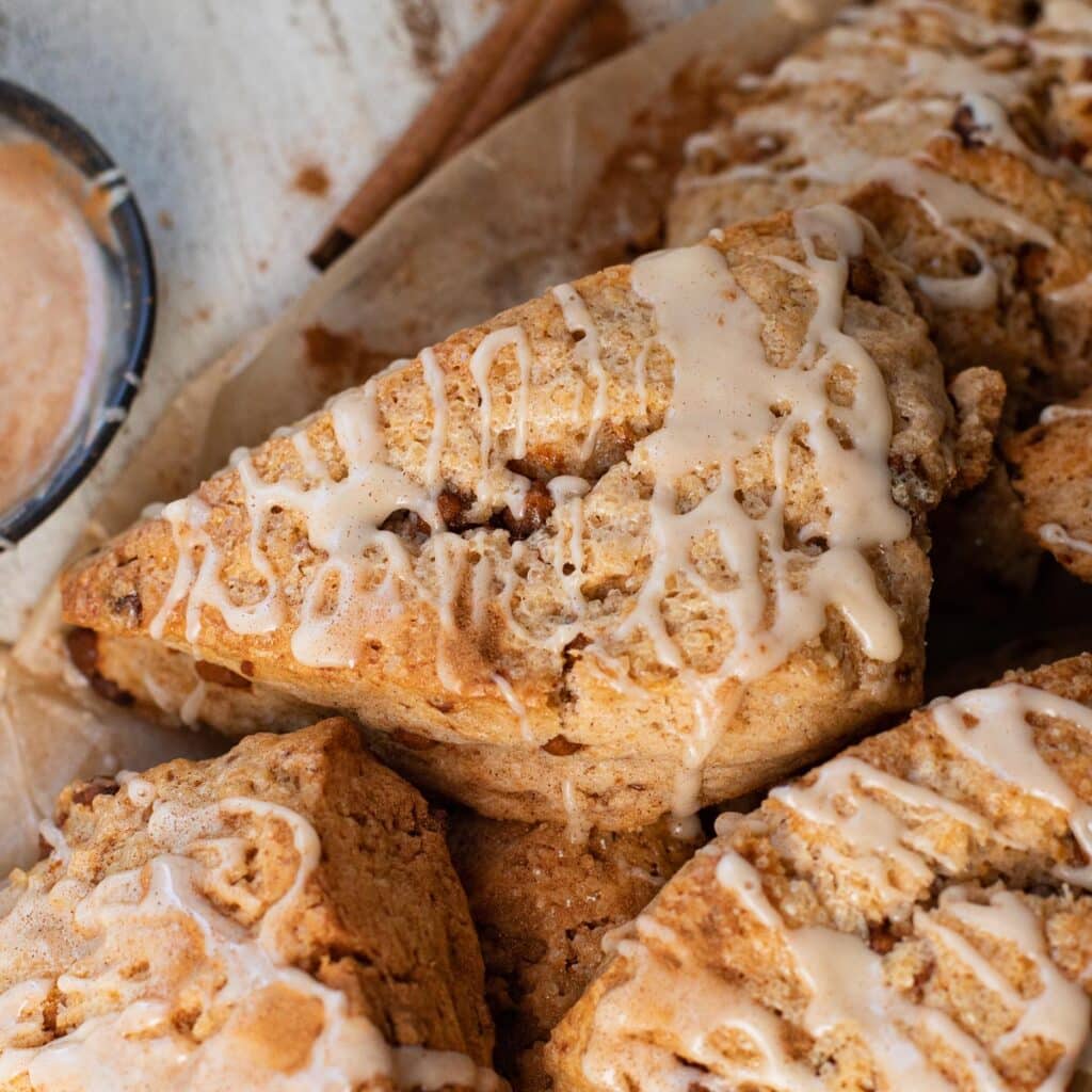Cinnamon Scones with Maple Glaze