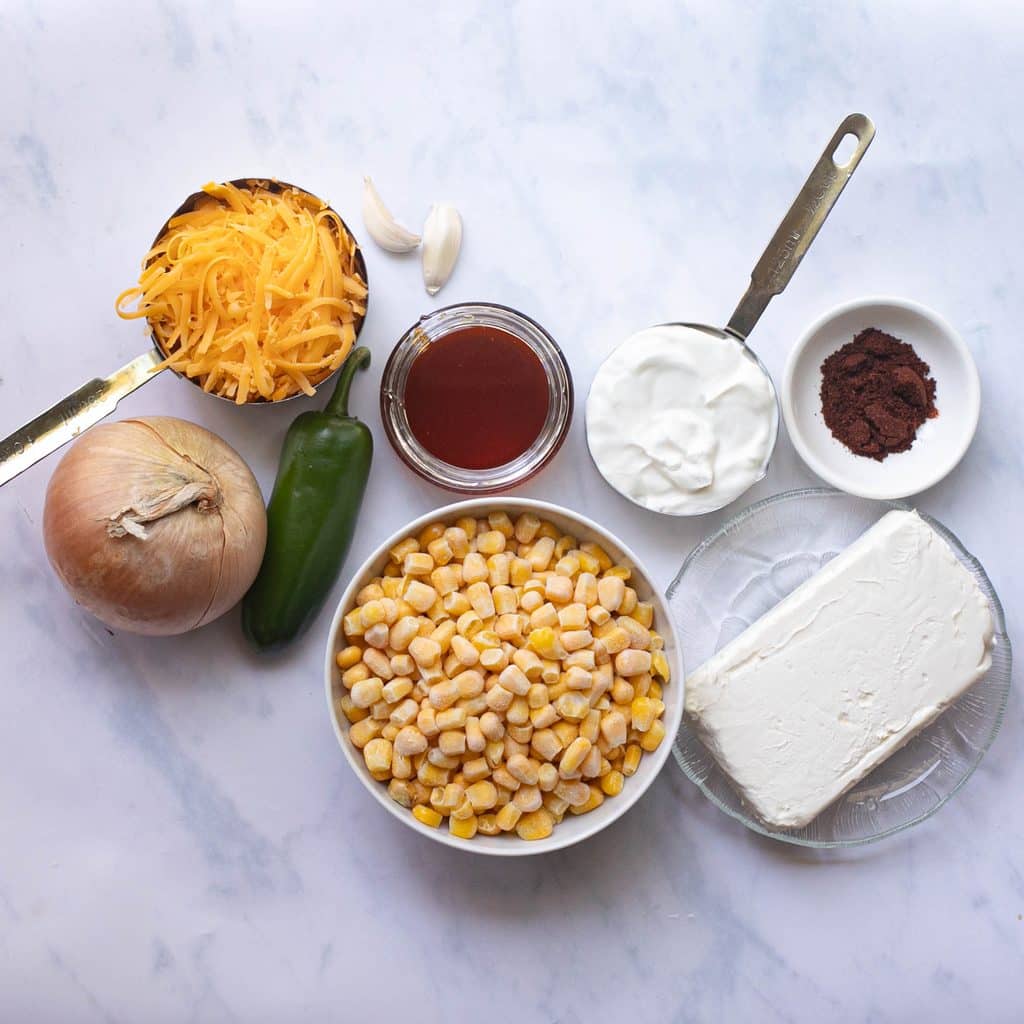 ingredients for hot honey corn dip recipe