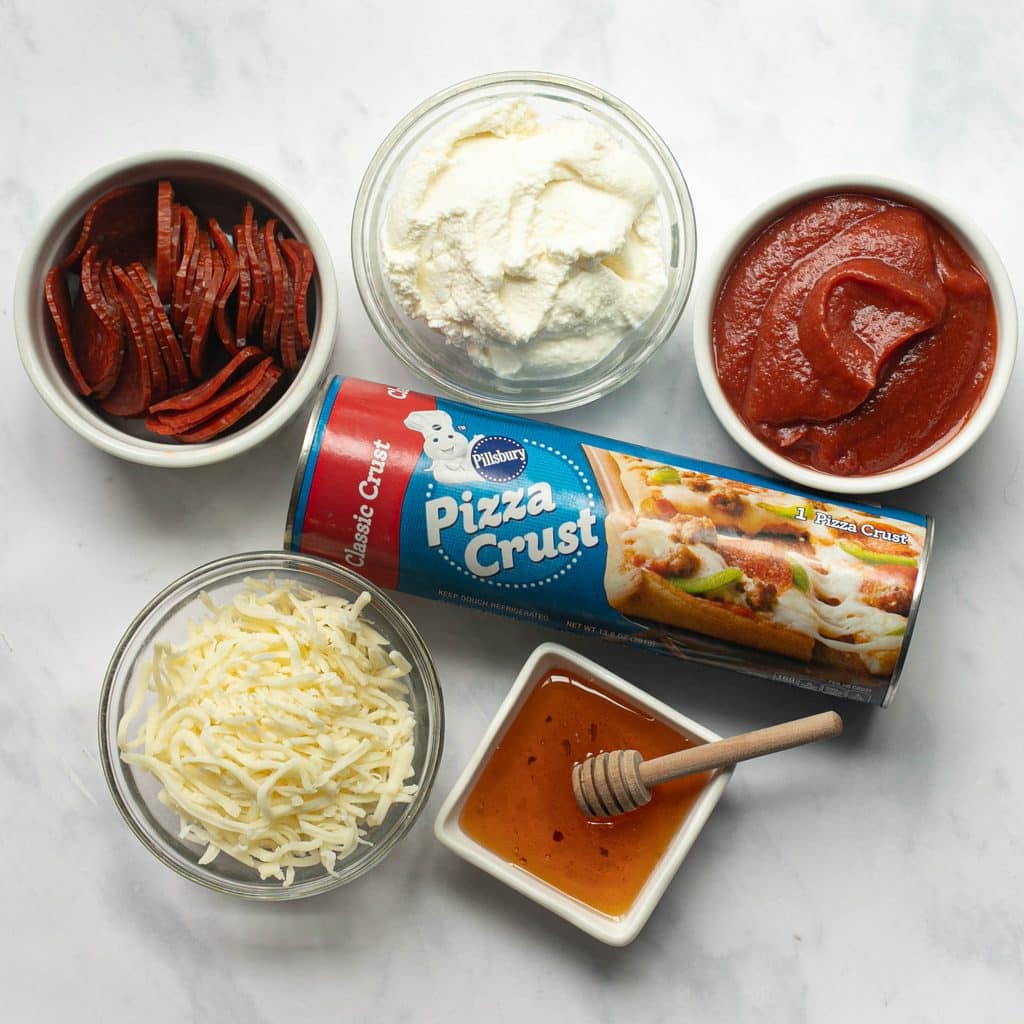 ingredients for hot honey pepperoni pizza recipe