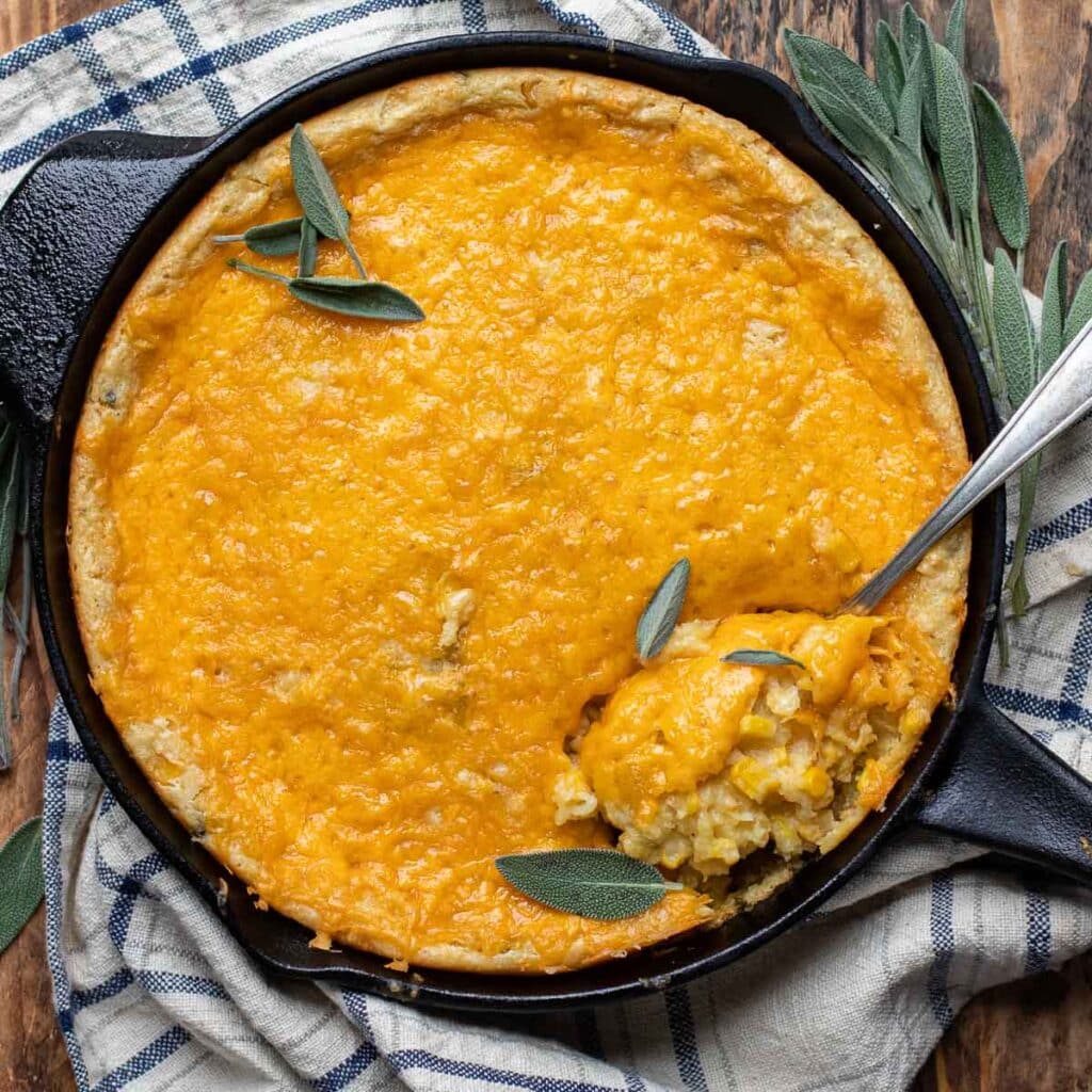 Jalapeño Corn Casserole with Cheddar Cheese