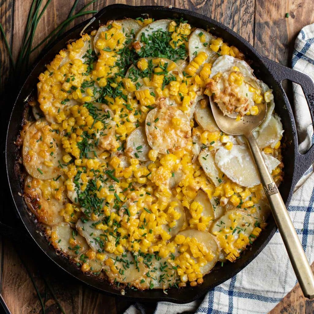 Potatoes Au Gratin with Corn and Gruyere