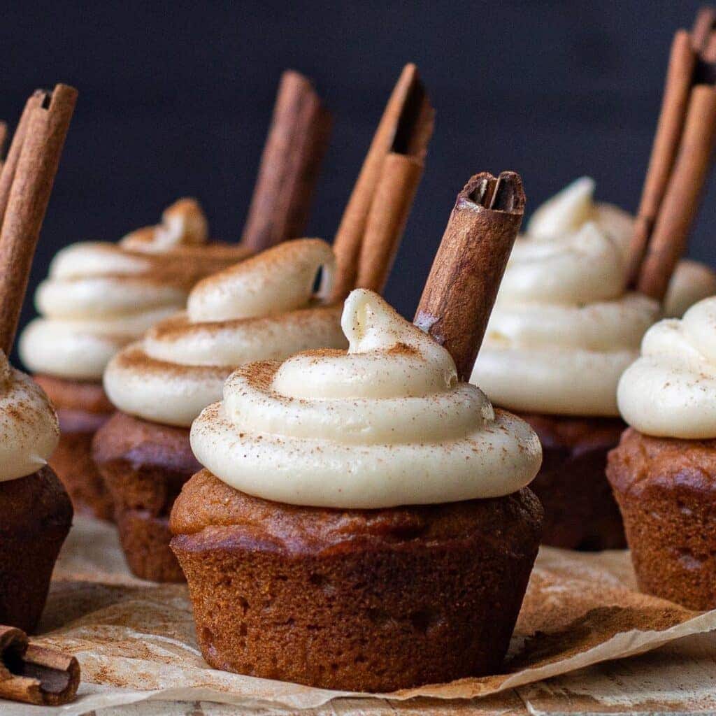 Pumpkin Cupcakes with Maple Cream Cheese Frosting