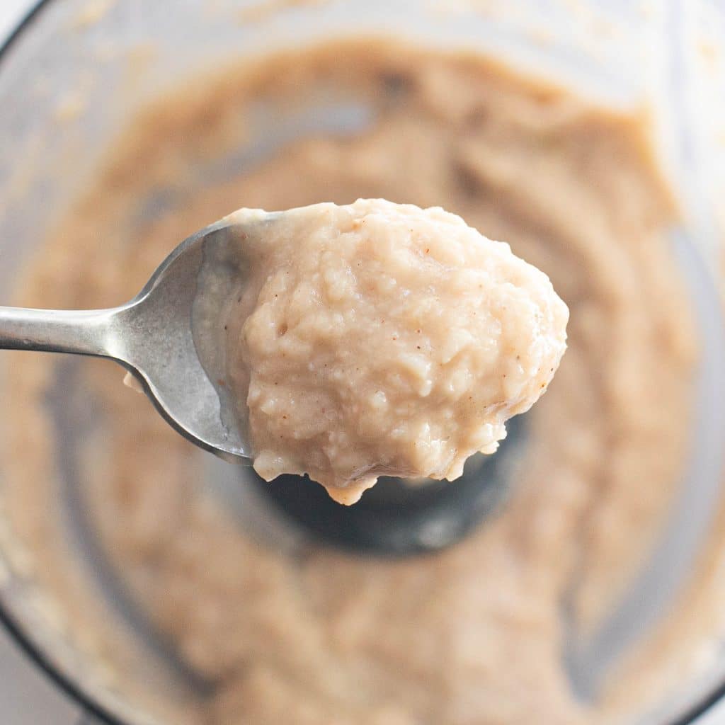 a spoonful of pureed white beans
