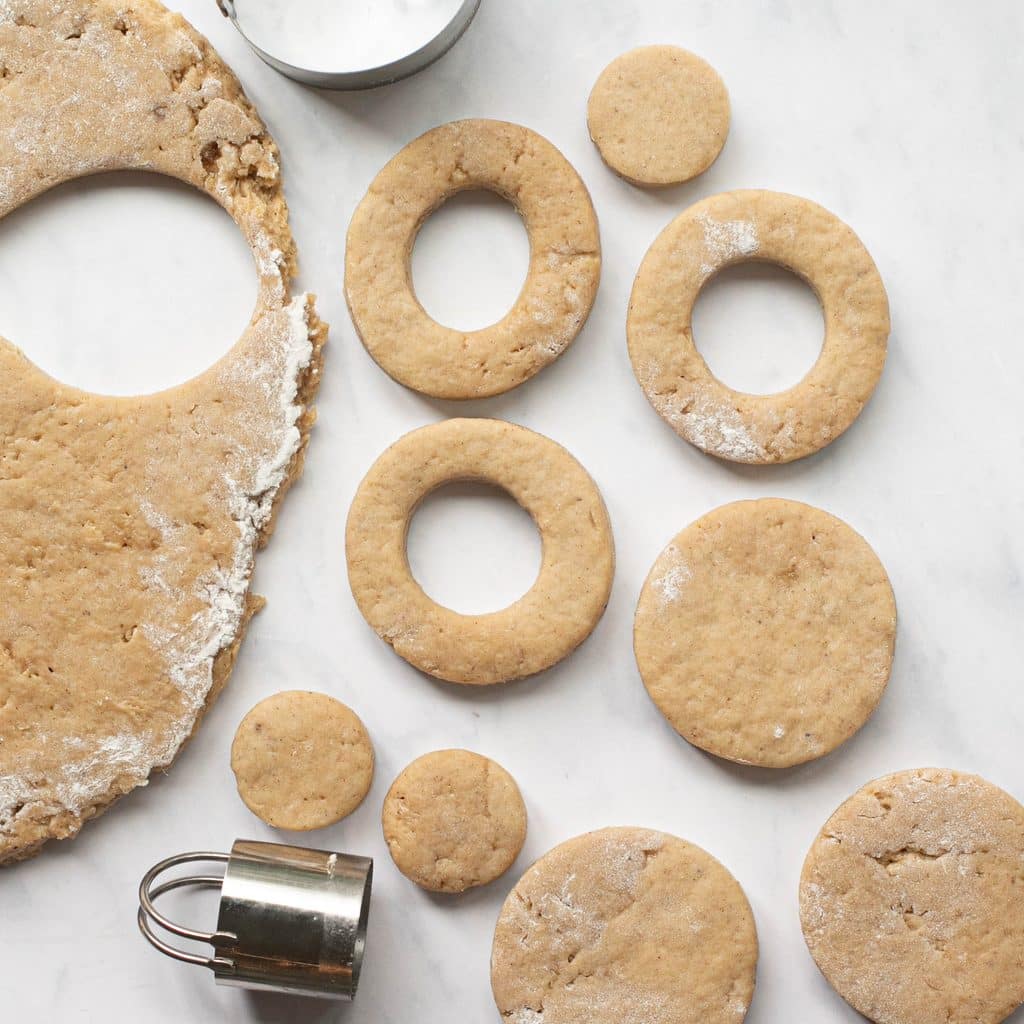 donut dough cut into shapes