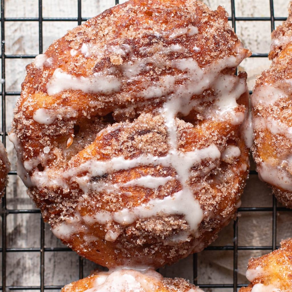 apple fritter with vanilla glaze