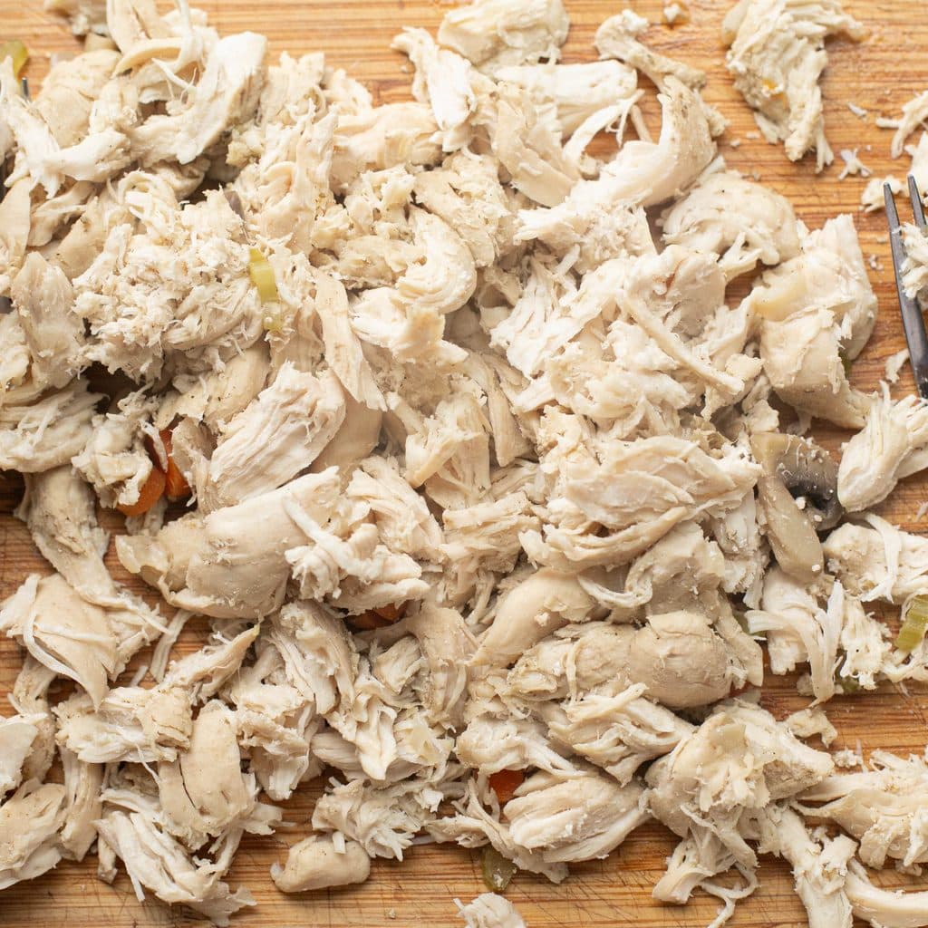 cooked shredded chicken