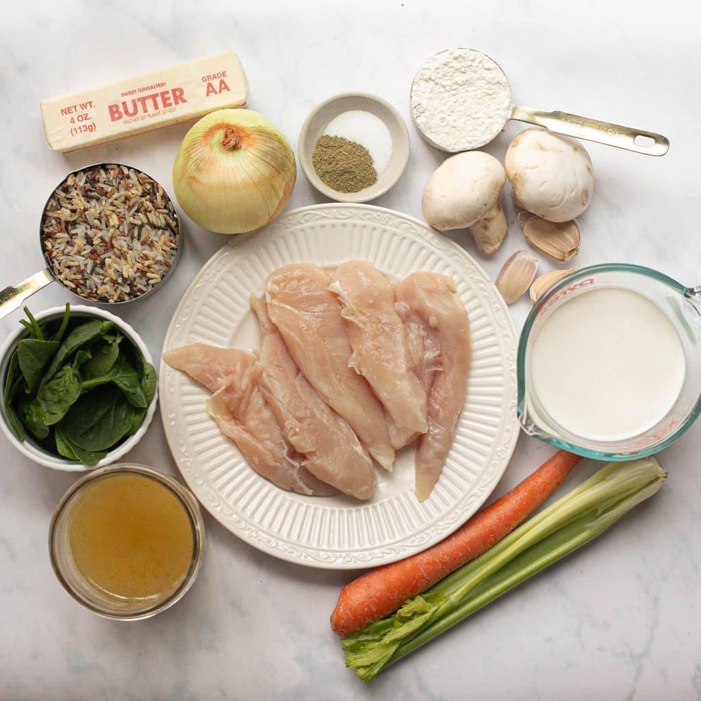 ingredients for chicken and wild rice soup recipe