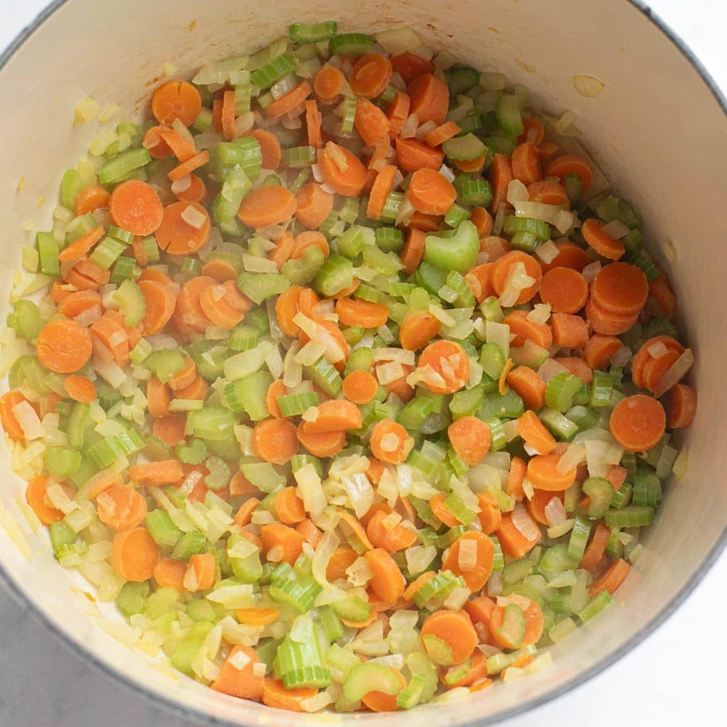 mirepoix in a Dutch oven