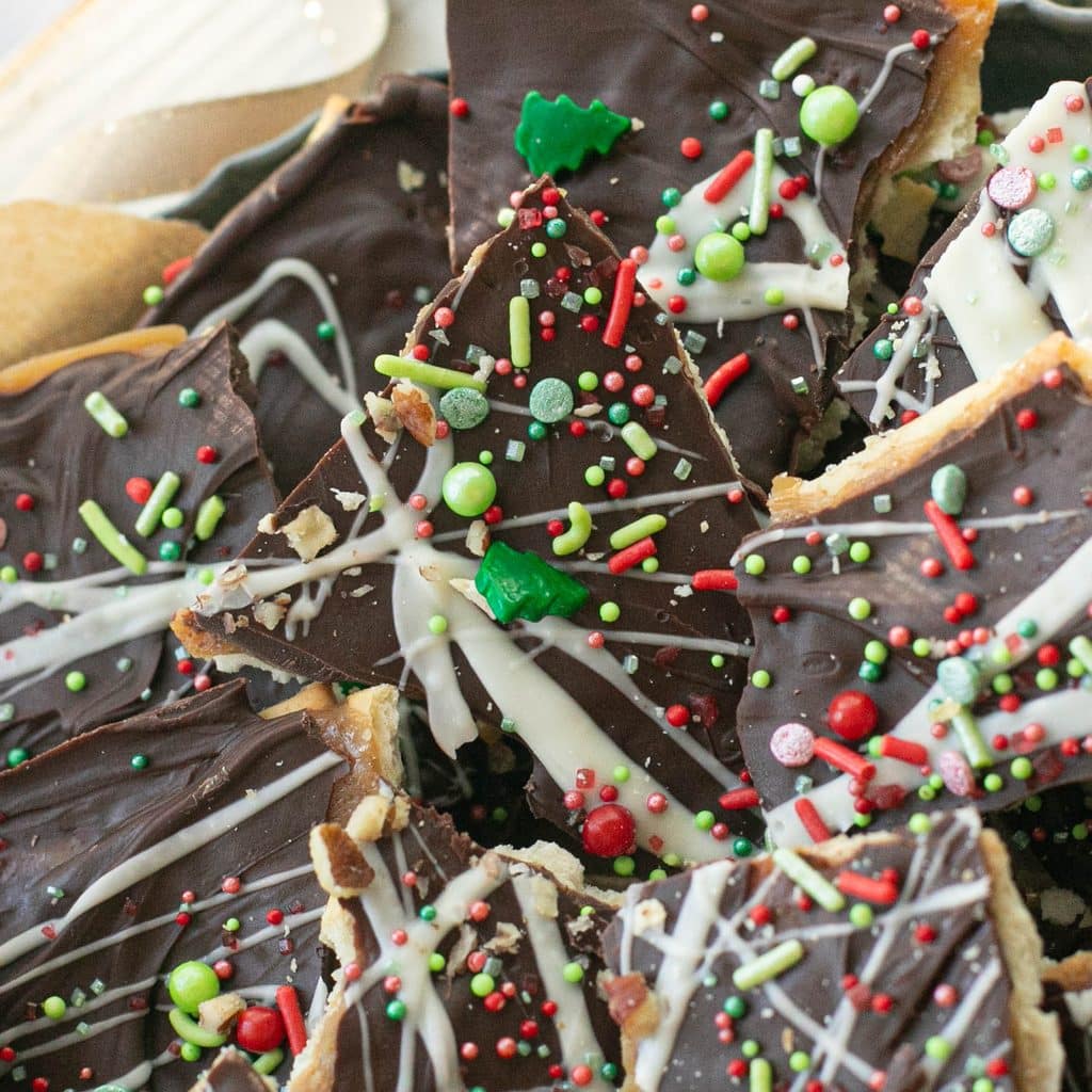 Christmas crack with festive sprinkles