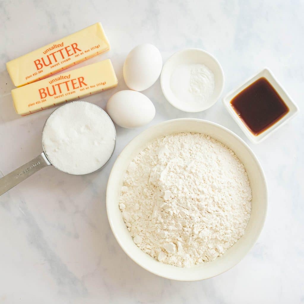 ingredients for Christmas sugar cookie bars recipe