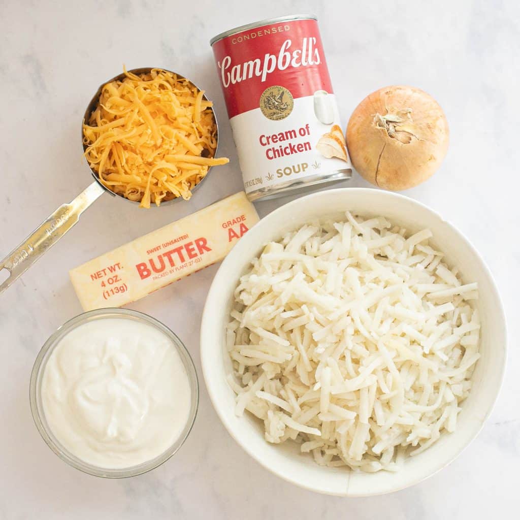 ingredients for Cracker Barrel hashbrown casserole