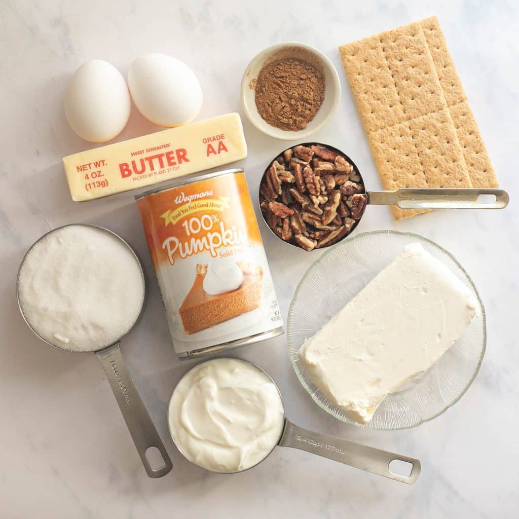 ingredients for pumpkin cheesecake