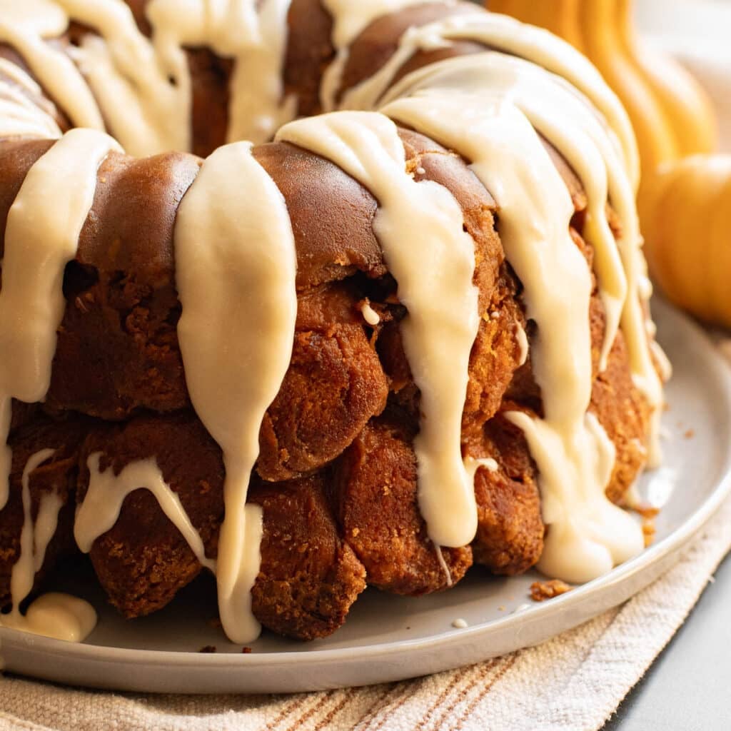 Pumpkin Spice Monkey Bread with Cream Cheese Frosting