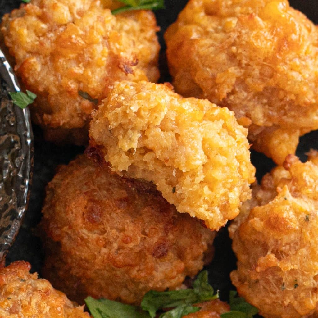 inside view of a Bisquick sausage ball