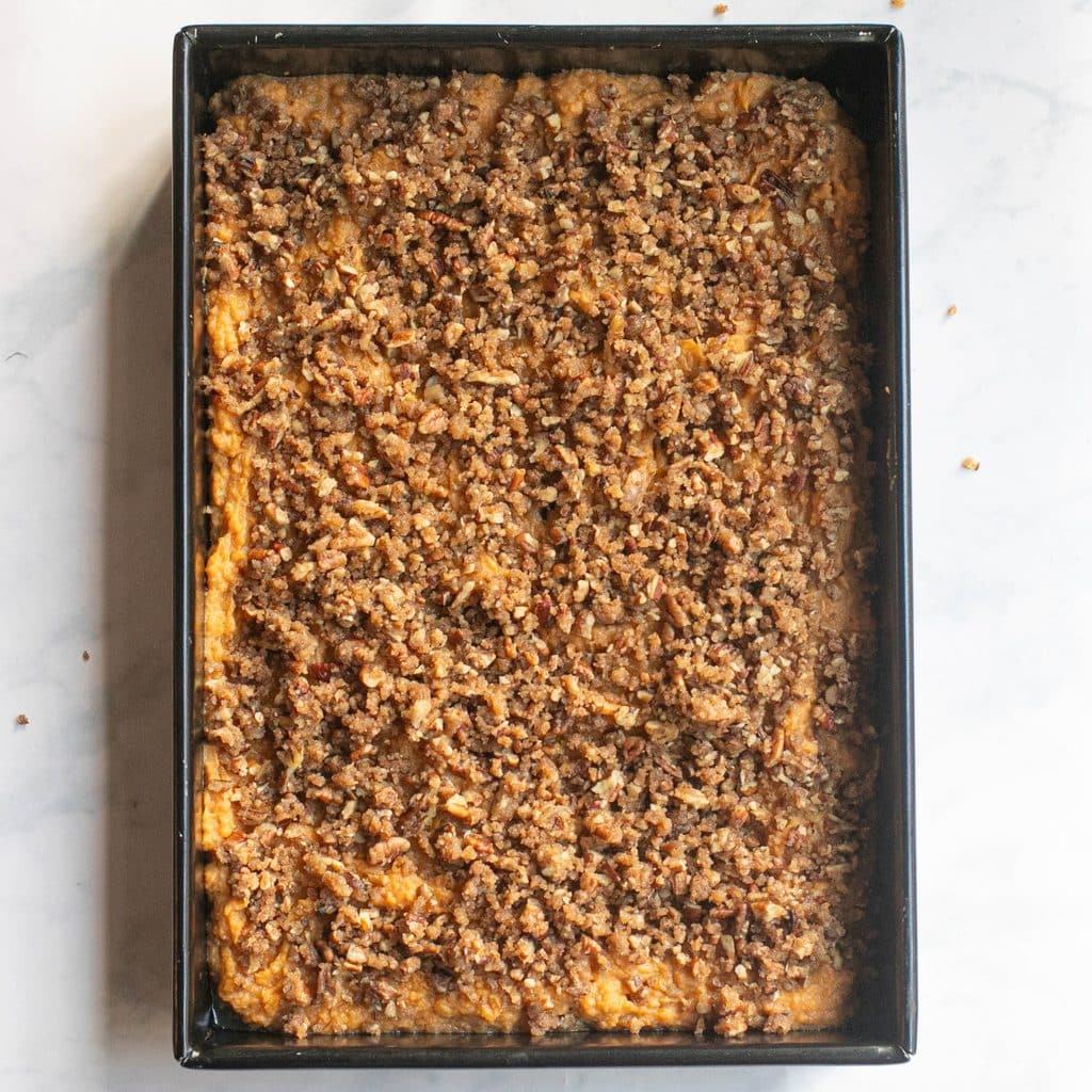 sweet potato casserole before baking