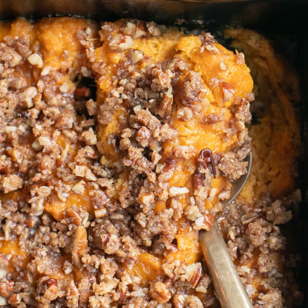 sweet potato casserole with pecan streusel
