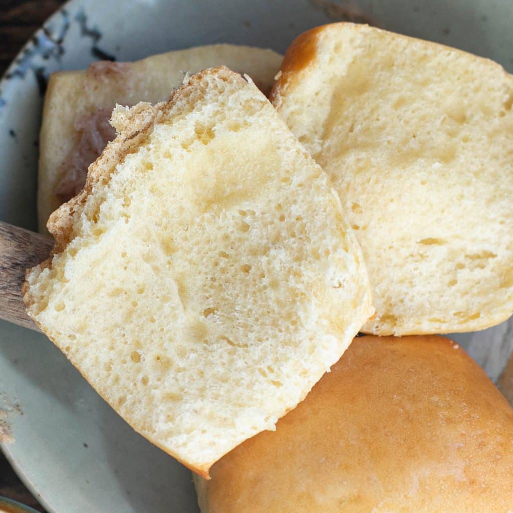 a Texas Roadhouse roll cut open
